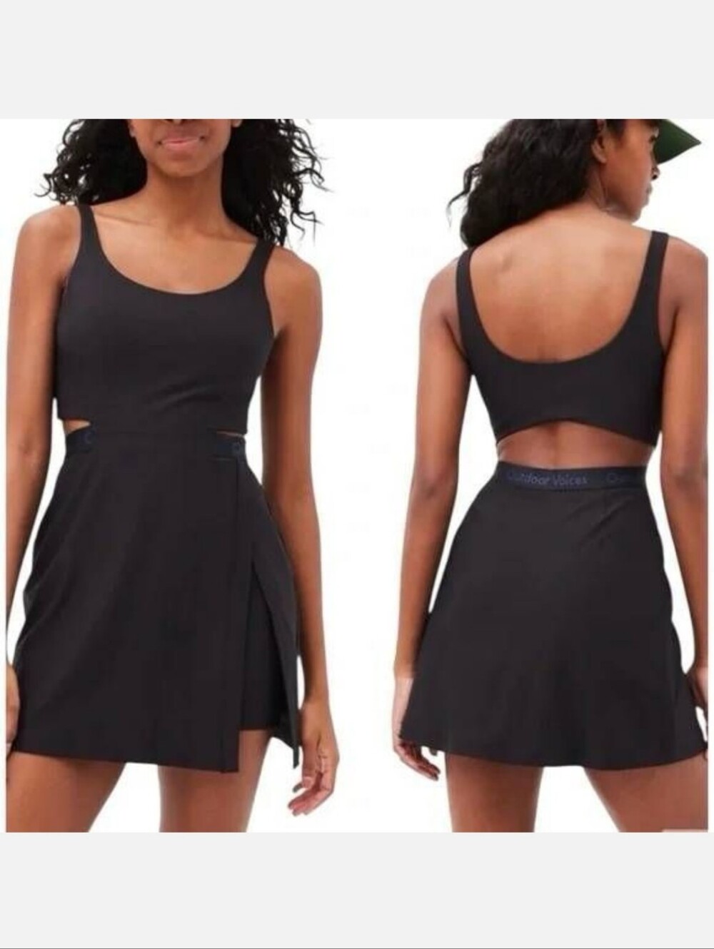 Outdoor Voices Court Dress Black Women's XL Tennis Golf Built In Shorts